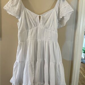 American Eagle White Eyelet Tie-Front Mini Dress Medium